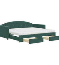 Tagesbett Ausziehbar mit Schubladen Dunkelgrün 90x200 cm Samt