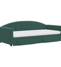 Tagesbett Ausziehbar mit Schubladen Dunkelgrün 90x200 cm Samt