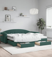 Tagesbett Ausziehbar mit Schubladen Dunkelgrün 90x200 cm Samt