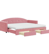 Tagesbett Ausziehbar mit Schubladen Rosa 90x200 cm Samt