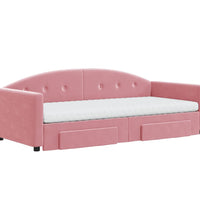 Tagesbett Ausziehbar mit Schubladen Rosa 90x200 cm Samt