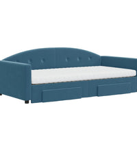 Tagesbett Ausziehbar mit Schubladen Blau 100x200 cm Samt