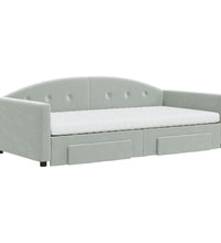 Tagesbett Ausziehbar mit Schubladen Hellgrau 100x200 cm Samt