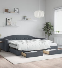 Tagesbett Ausziehbar mit Schubladen Dunkelgrau 100x200 cm Samt