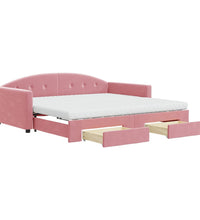 Tagesbett Ausziehbar mit Schubladen Rosa 100x200 cm Samt