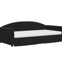 Tagesbett Ausziehbar mit Schubladen Schwarz 100x200 cm Samt