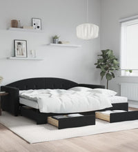 Tagesbett Ausziehbar mit Schubladen Schwarz 100x200 cm Samt