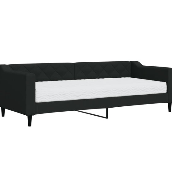 Tagesbett mit Matratze Schwarz 80x200 cm Stoff