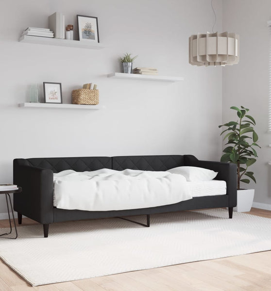 Tagesbett mit Matratze Schwarz 80x200 cm Stoff