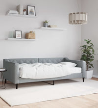 Tagesbett mit Matratze Hellgrau 90x190 cm Stoff