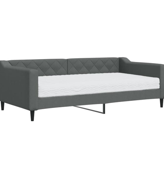Tagesbett mit Matratze Dunkelgrau 90x190 cm Stoff