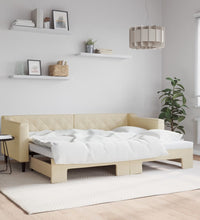 Tagesbett Ausziehbar Creme 80x200 cm Stoff