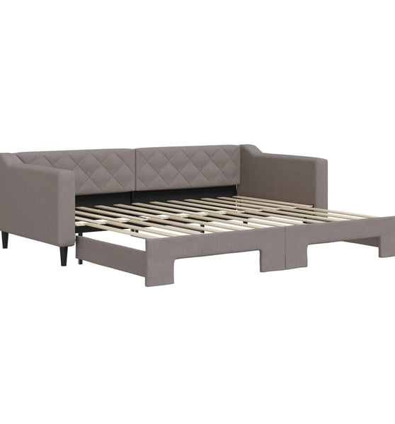 Tagesbett Ausziehbar Taupe 90x200 cm Stoff