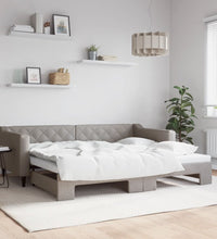 Tagesbett Ausziehbar Taupe 90x200 cm Stoff