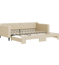 Tagesbett Ausziehbar Creme 90x200 cm Stoff
