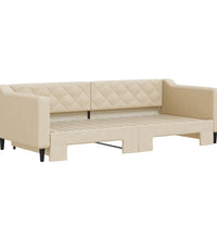 Tagesbett Ausziehbar Creme 90x200 cm Stoff