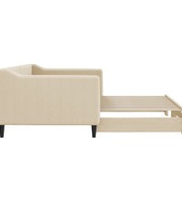 Tagesbett Ausziehbar Creme 90x200 cm Stoff