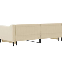 Tagesbett Ausziehbar Creme 90x200 cm Stoff
