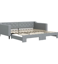 Tagesbett Ausziehbar Hellgrau 100x200 cm Stoff
