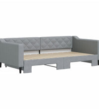 Tagesbett Ausziehbar Hellgrau 100x200 cm Stoff