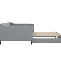 Tagesbett Ausziehbar Hellgrau 100x200 cm Stoff