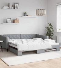 Tagesbett Ausziehbar Hellgrau 100x200 cm Stoff