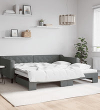 Tagesbett Ausziehbar Dunkelgrau 100x200 cm Stoff