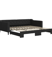 Tagesbett Ausziehbar Schwarz 100x200 cm Stoff