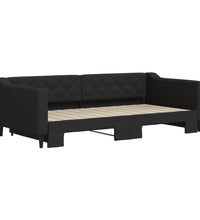 Tagesbett Ausziehbar Schwarz 100x200 cm Stoff