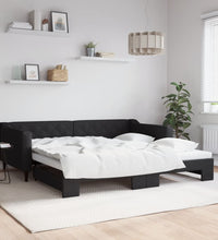 Tagesbett Ausziehbar Schwarz 100x200 cm Stoff