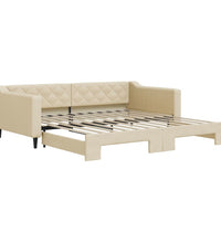 Tagesbett Ausziehbar Creme 100x200 cm Stoff