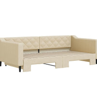 Tagesbett Ausziehbar Creme 100x200 cm Stoff