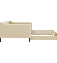 Tagesbett Ausziehbar Creme 100x200 cm Stoff