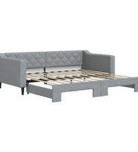 Tagesbett Ausziehbar Hellgrau 90x190 cm Stoff