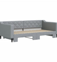 Tagesbett Ausziehbar Hellgrau 90x190 cm Stoff