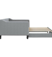 Tagesbett Ausziehbar Hellgrau 90x190 cm Stoff
