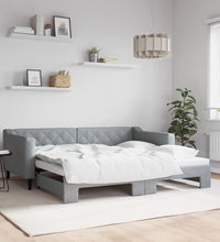 Tagesbett Ausziehbar Hellgrau 90x190 cm Stoff