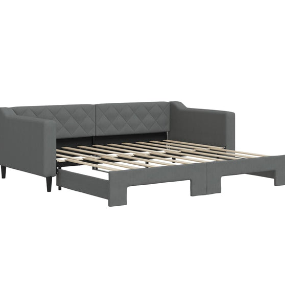 Tagesbett Ausziehbar Dunkelgrau 90x190 cm Stoff