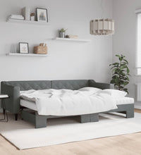 Tagesbett Ausziehbar mit Matratzen Dunkelgrau 80x200 cm Stoff