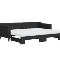 Tagesbett Ausziehbar mit Matratzen Schwarz 80x200 cm Stoff