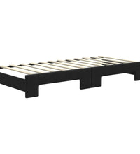 Tagesbett Ausziehbar mit Matratzen Schwarz 80x200 cm Stoff