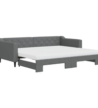 Tagesbett Ausziehbar mit Matratzen Dunkelgrau 90x200 cm Stoff