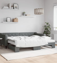 Tagesbett Ausziehbar mit Matratzen Dunkelgrau 90x200 cm Stoff