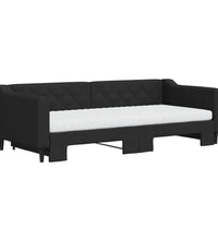 Tagesbett Ausziehbar mit Matratzen Schwarz 90x200 cm Stoff