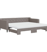Tagesbett Ausziehbar mit Matratzen Taupe 90x200 cm Stoff