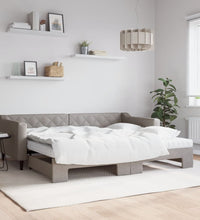 Tagesbett Ausziehbar mit Matratzen Taupe 90x200 cm Stoff