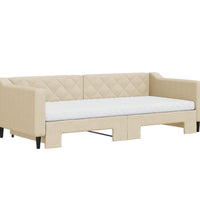 Tagesbett Ausziehbar mit Matratzen Creme 90x200 cm Stoff