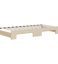 Tagesbett Ausziehbar mit Matratzen Creme 90x200 cm Stoff