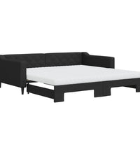 Tagesbett Ausziehbar mit Matratzen Schwarz 100x200 cm Stoff