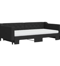 Tagesbett Ausziehbar mit Matratzen Schwarz 100x200 cm Stoff